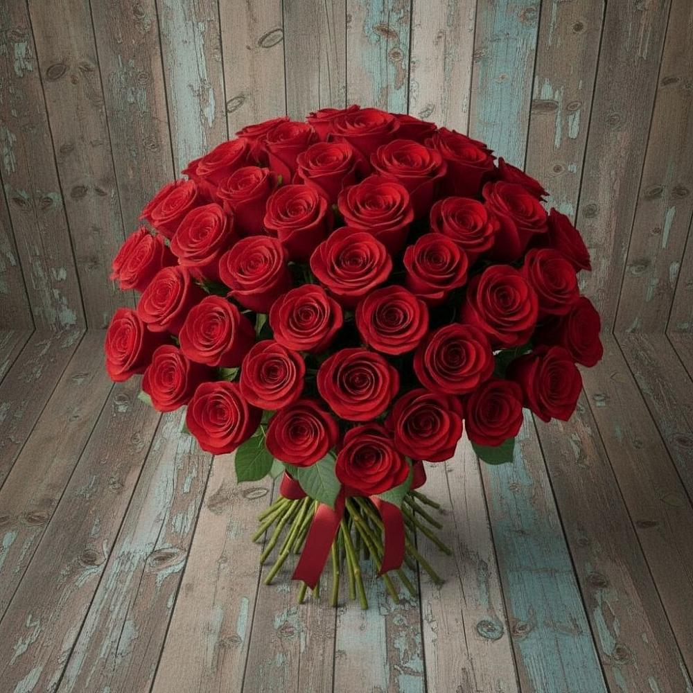 Букет 55 Красных роз Фридом в Петровское