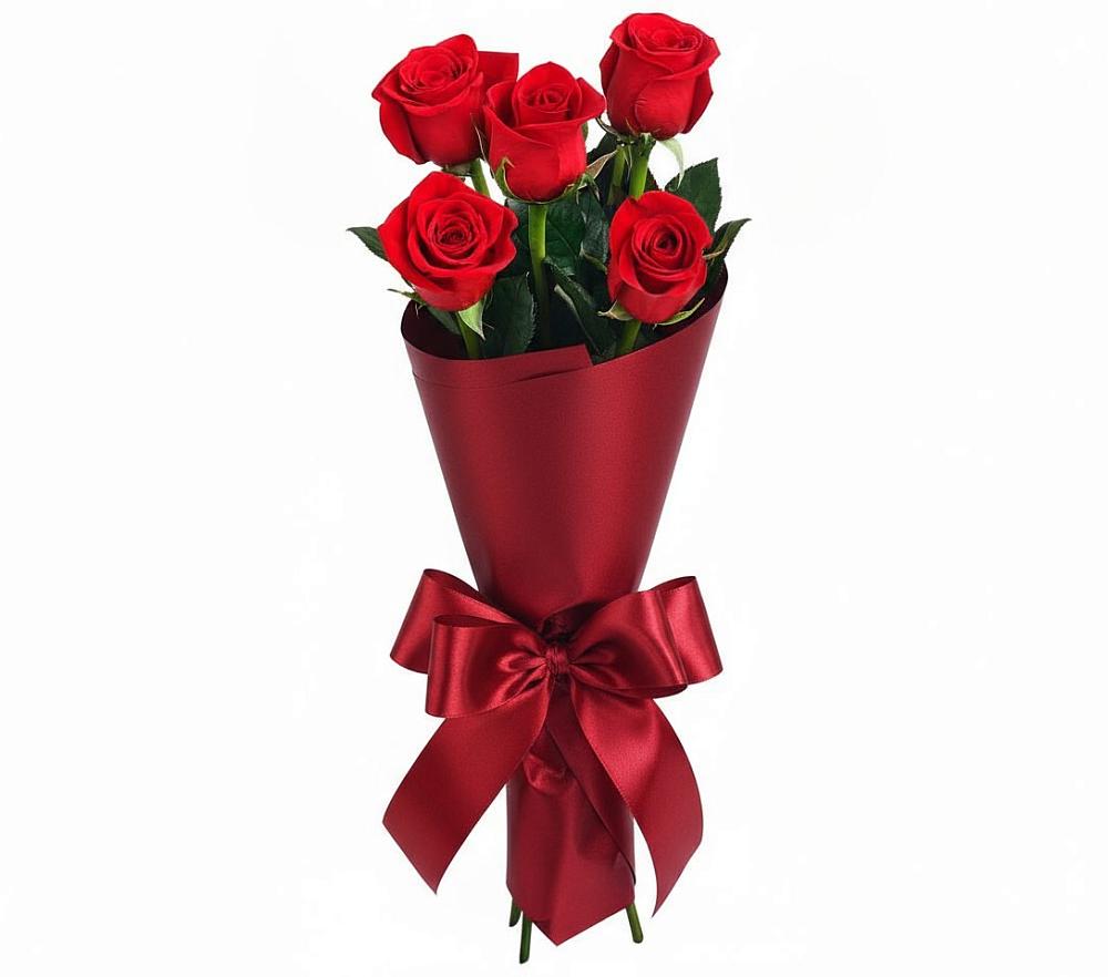 Букет 5 Красных роз Эдлесс Лав в Петровское