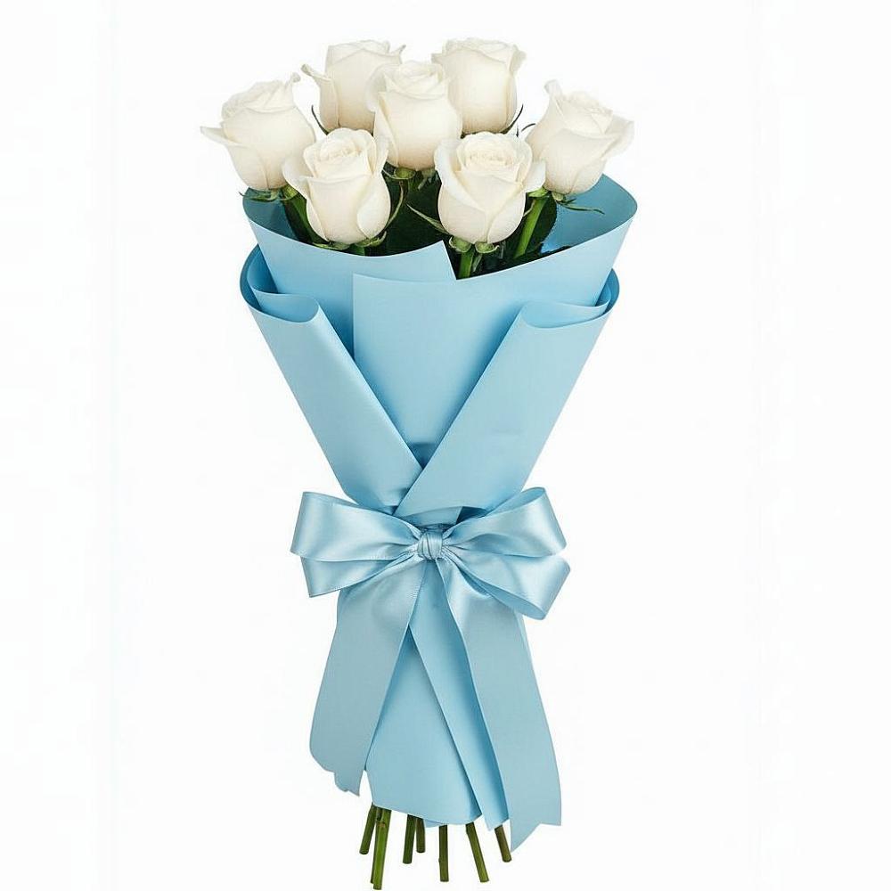 Букет 7 белых роз Проуд в Петровское