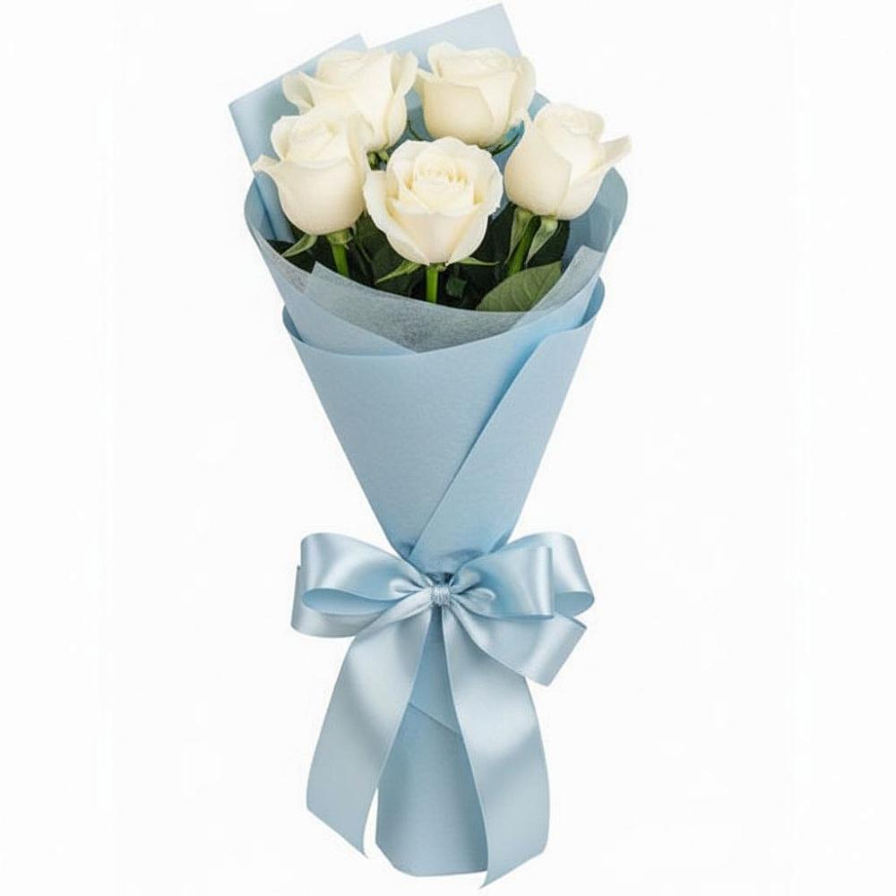 Букет 5 Белых роз Проуд в Петровское