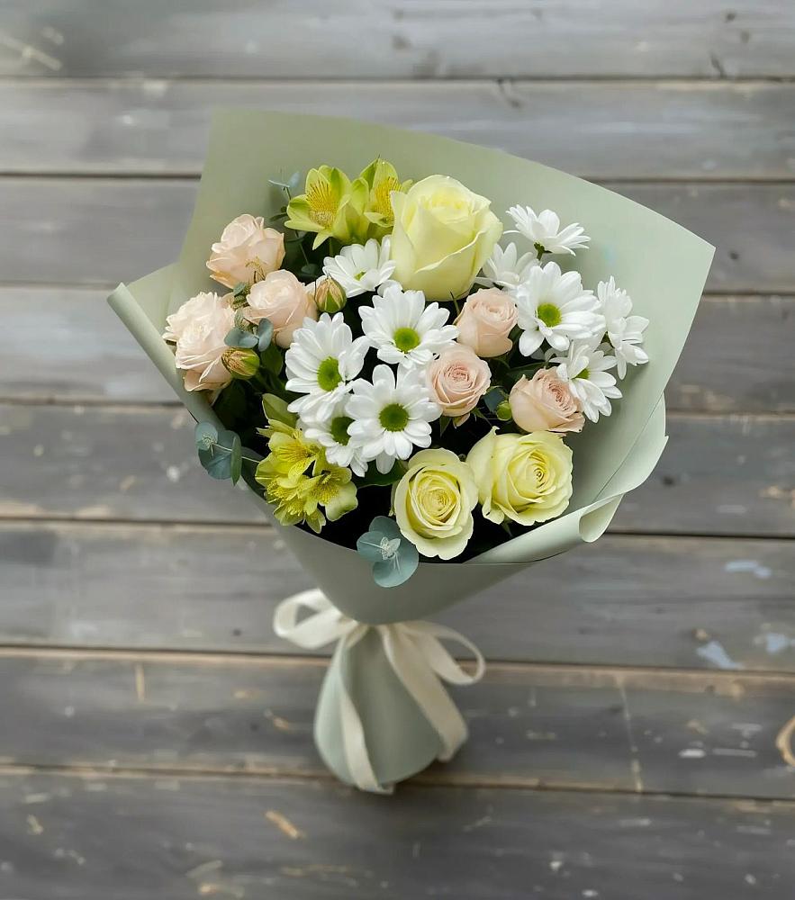 Букет цветов из: Альстромерии, Розы и Хризантемы в Петровское