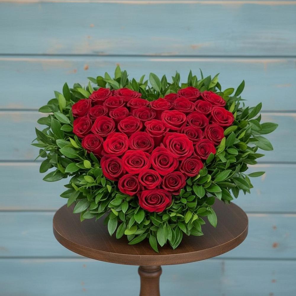 Цветочная композиция из Розы в виде сердца в Петровское