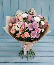 Букет цветов из:  Хризантемы, Розы и Альстромерии в Петровское