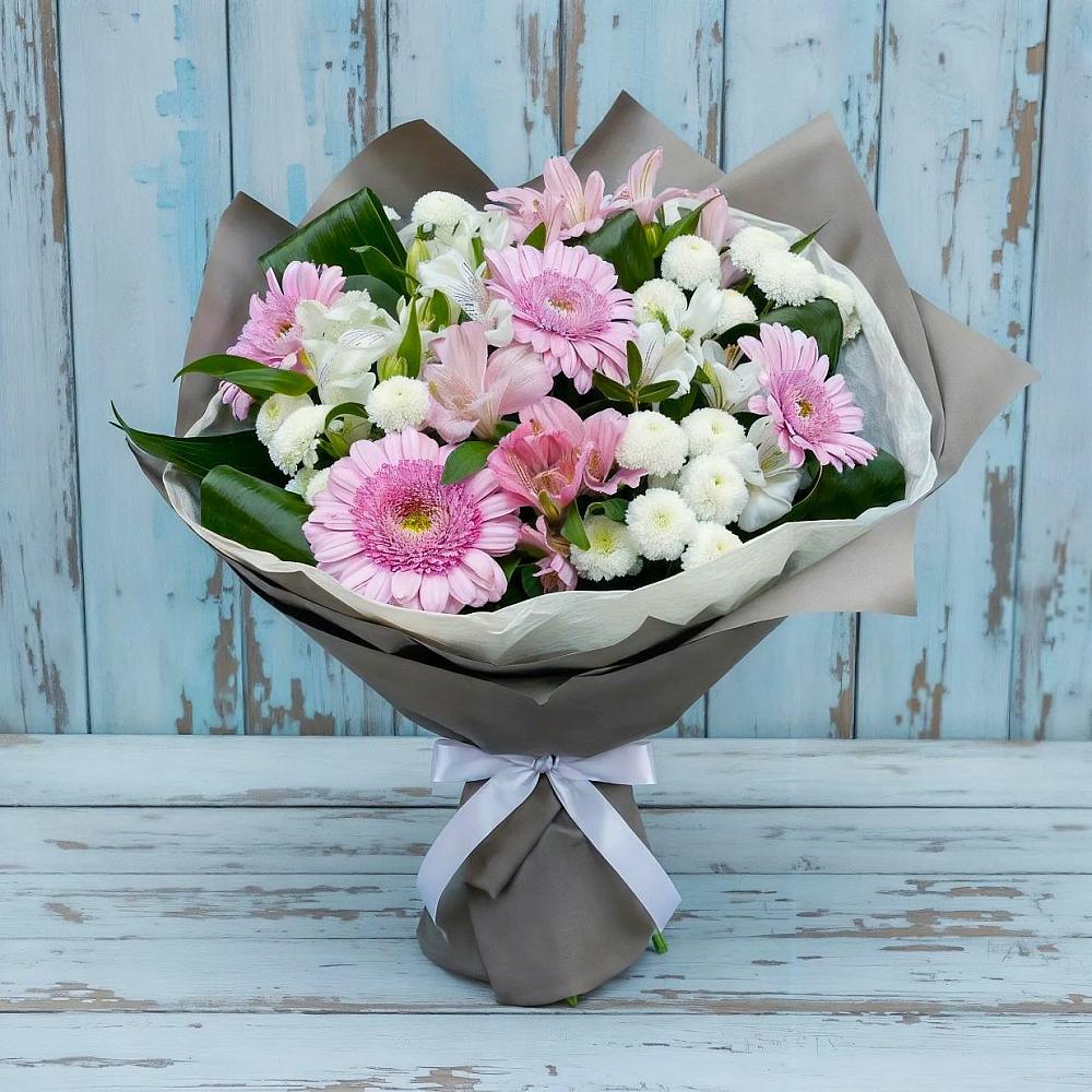 Букет цветов из: Герберы, Альстромерии и Хризантемы в Петровское