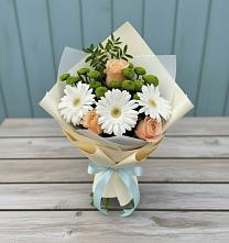Букет цветов из:  Герберы, Розы и Хризантемы #REPLACE_PRED# Петровское