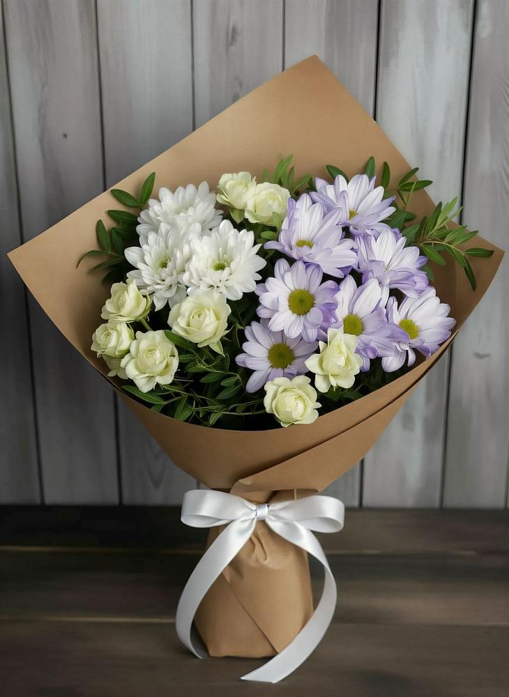 Букет цветов из: Хризантемы и Розы в Петровское